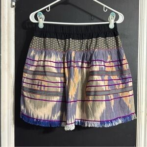 bar lll Cotton Boho Fringe Mini Festival Skirt w/ Pockets Sz M Length: 17”